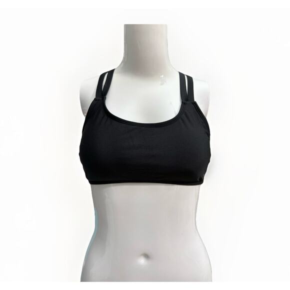 Younique Bikini Top Womens Small Black Cross Tie Back Padded - Picture 1 of 6